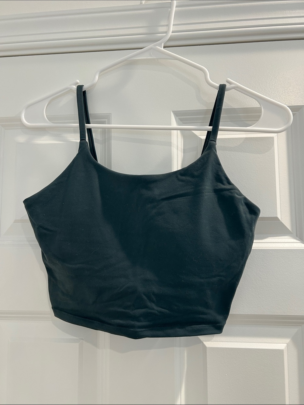Dark Green Cropped Tank Top with built in bra